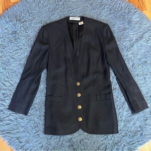 Vintage Sonia Rykiel Paris Black Blazer Gold Buttons Classic Size 8